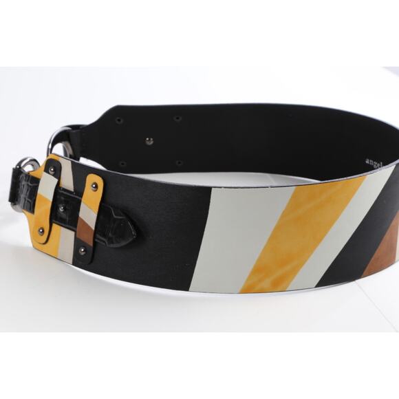 Angelo Marani Multicolor Wide Leather Belt Size M Designer Statement Fashion main image 8